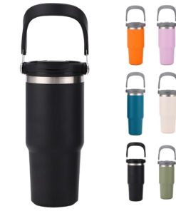 JEELINBORE Thermobecher für Männer & Frauen auf Reisen Isolation Kaltgetränke Tragbarer Auto Becher 30oz Schwarz
