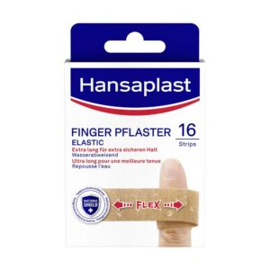Hansaplast Elastic Fingerstrips Pflaster 16 Stück - extra lange Wundpflaster für Finger - flexibel und atmungsaktiv | H