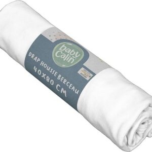 BabyCalin Stretchbettlaken, 100% Baumwolle, 40x80 cm, Weiß
