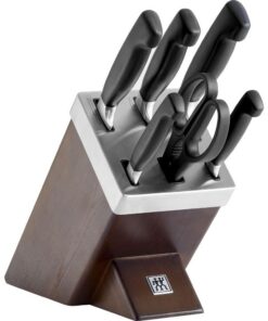 ZWILLING Vier Sterne Selbstschärfender Messerblock - Edelstahl/Plastikgriff - Ideal für Profis und Amateure - Holzblock