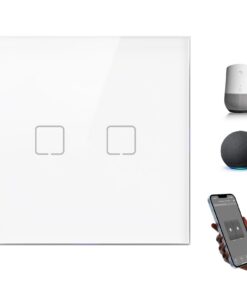Intelligenter Smart WiFi Lichtschalter Unterputz 2-Fach Touch, 86x86mm, kompatibel mit Alexa & Google Home, Tuya/Smart L