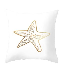 Kissenbezüge Weißes Gold Seestern 40x40cm Schlafzimmer Deko | Kissenbezüge Seestern Weißes Gold Deko 40x40cm Wohnzimmer