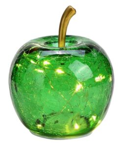 Wurm Dekoleuchte Apfel (XS) Glas, dunkelgrün | LED Lichterkette | Dekolampe Tischleuchte