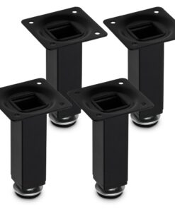 KIZO Quadratische Kommodenbeine Möbelfüße verstellbar 10cm (+10mm) Schwarz (100mm)