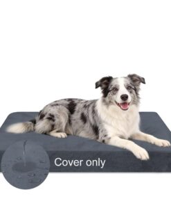DUJUIKE Wasserdichter Hundebett-Ersatzbezug + Waschbar Abnehmbar + Dunkelgrau S