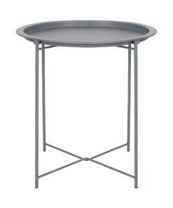 Harbour Housewares Mattgrau Stahl Runder Tabletttisch Klein Falten Tragbar Sofa Bett Fernseher