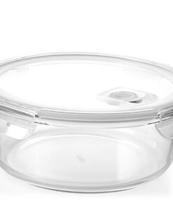 H&H Runder Glasbehälter – 1300 ml – Backofen- und Mikrowellenkompatibel – luftdicht mit Silikon – für Backen und Essensa