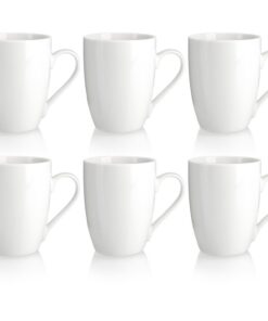 com-four® 6x Kaffeetassen aus Keramik für moderne Küchen - Basic Kaffeepott White - Trinkbecher 300 ml