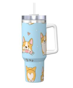 YWSOTRE Kawaii Corgi süßer Hund 40OZ Wasserflasche Edelstahlbecher Trendige Geschenke