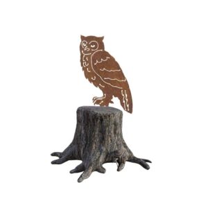 H&F Gartenstecker Eule zum Stecken Baumstamm Rost Deko Design Edelrost