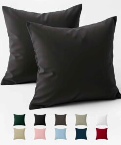 Dreamzie Anthrazit Kissenbezug 80x80 - Dicht gewebt - Oeko Tex Zertifiziert - 2er-Set