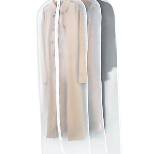 OTraki 3 Stück Kleiderschutzhülle Lang, 60x180cm Wasserdicht für Anzüge Mäntel Hemden mit Reißverschluss_PEVA Transparen