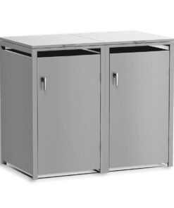 Metzler Mülltonnenbox 2er 240L Graualuminium Rostfrei Automatikdeckel