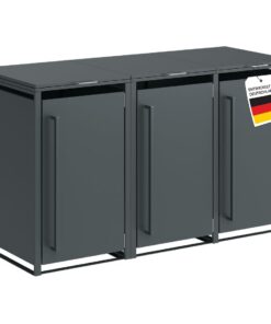 STEELSØN Xalara Anthrazitwetternfest Mülltonnenbox – hochwertig für 3 Tonnen – UV-beständig – optimal für Haus und Grund