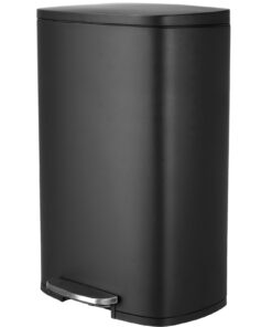 LIFERUN Soft-Close Tretmülleimer 50l Schwarz für Küche, Badezimmer und Büro mit Geruchisolierung und Abnehmbarer Innenei
