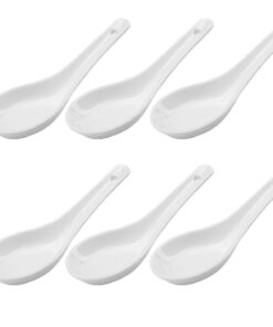 Latrat 6 Stück Suppenlöffel Keramik für Reisschalen, Vorspeisen, Desserts - Weiss