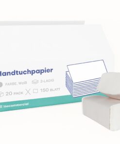 Inoverse 3000 Weiß Falthandtücher - Hochwertig & Praktisch für Spender,zigmalig benutzbar, Handtuchpapier (20 pc x 150 b