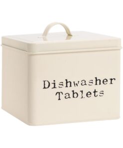 Harbour Housewares Vintage Metall Spülmaschinen-Tabletten Kanister Creme – Stilvolles Küchenlager