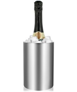com-four® Edelstahl Flaschenkühler Sektkühler doppelwandig matt - 10,5 cm Innendurchmesser silberfarben