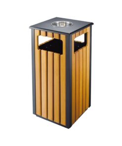 García-Pou braun Holz Papierkorb - 35 x 35 x 81 cm für Innenraumuse, praktisch und sortierfähig