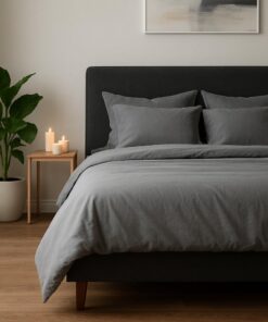 Bettwäsche 155x220 Baumwolle Grau Öko-Tex Made in EU 2-teilig Mit Reißverschluss