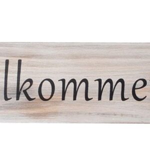 Levandeo Willkommen Gartenstecker H47cm Holz Schild Deko