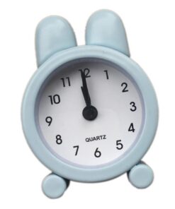 Amosfun Mini Metall Wecker Für Schüler Hellblaues Gehäuse | Geräuschloser Analogalarm Mit Rabbit Ear Design | Hellblaue