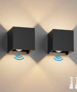 Klighten 2 Stück LED Wandleuchte mit Bewegungsmelder für Innen/Außen, 3000K, Außenwandleuchte einstellbarer Abstrahlwin