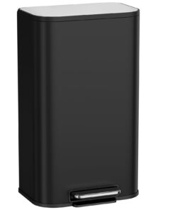 Clevich Mülleimer 30L Soft-Close mit Fußpedal für Küche - Schwarz Stahl