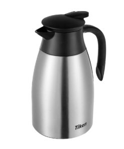 Tiken 1,5L Edelstahl Thermoskanne Silbrig - Doppelwandige Vakuumisolierung für Kaffeekannte nachhaltig Designed