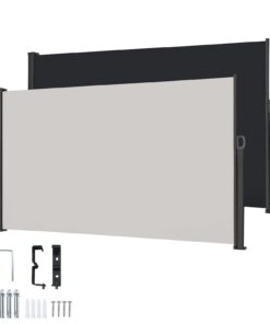 XMTECH Seitenmarkise - Sichtschutz & Sonnenschutz für Garten, Ausziehbar, 160x300cm, Grau