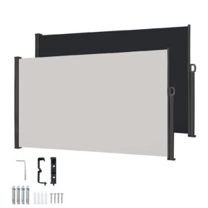XMTECH Seitenmarkise - Sichtschutz & Sonnenschutz für Garten, Ausziehbar, 160x300cm, Grau