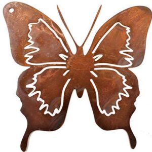 Rostikal Schmetterling Deko für Edelrost - Hängedeko für Fenster und Garten 12 x 12 cm - Edelrost Dekorationsgehänge - S