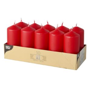 Stumpenkerzen Rot, 90 mm Ø, für romantische Kerzensitzungen, 10 Stück, Papstar