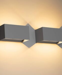 Klighten 24W LED Wandleuchte Innenausserlich, Warmweiß IP65 Dunkelgrau, 2PCS Außeneinblendbar, Einstellbarer Abstrahlwin