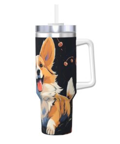 Trinkbecher mit Griff und Strohhalm, vakuumisoliert für Damen und Herren, elegant für Reisen undevents