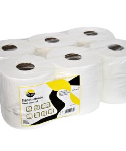 KURTT - 6 Handtuchrollen Hochweiß Papierhandtuchrollen 20cm breit perforiert 160m 450 Blatt Innenauslage American Hochwe