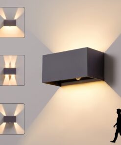 Anthrazit LED Außenlampe mit Bewegungsmelder für Balkon und Terrasse | IP65 Wandleuchte LED Außenbeleuchtung für innen