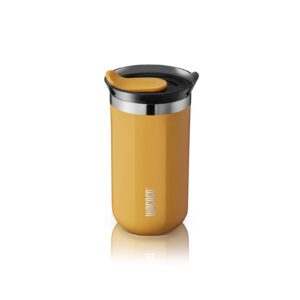 WACACO Octaroma Lungo Vakuumisolierte Kaffeebecher - Edelstahl, Doppelwandig, 10 fl oz (300ml), Trinkdeckel, Gelb - Warm