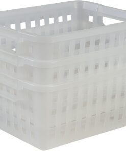 Iris Ohyama 3er-Set Aufbewahrungstaschen - Transparent für Badezimmer und Ankleideraum: stapelbar, elegante Ergonomische