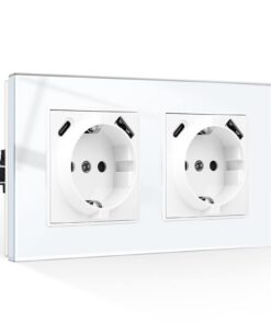 CNBINGO Doppelsteckdose mit USB Anschluss für Büro und Zuhause, 2× (USB-A und Typ-C Port Max.2,1 Amp total), schutz- und