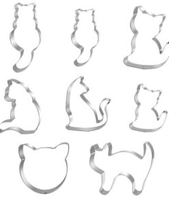 Katze Ausstechform, Edelstahl 8pcs Ausstechformen, Kinder Backen Fondant Katze Keksausstecher