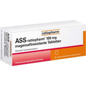 ASS Ratiopharm + Magensäfte + 100 mg + Erwachsene + Nach Heimkonsultation + Naturgeschmack + 50 Tabletten