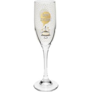 GRUSS & CO Secco Glas Happy Birthday | bedrucktes Glaskrug, 22,3 cm Höhe, 20 cl | Geschenk für Geburtstag und Valentinst