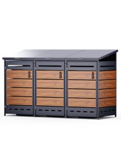 RS Trade Outdoor-Mülltonnenbox, 240 L, verzinkter Stahlverkleidung, abschließbare Türen, 3er Größen, für Abfallaufbewahr