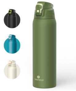 SANTECO Trinkflasche BPA-Frei thermosähnlich für Reisen und Camping 1,5l Green