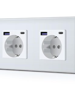 BSEED 20W USB C Steckdose aus Glas, 3 in 1 Wandsteckdose für schnelles Laden, Weiß