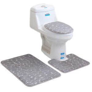 Rutschfeste 3-Badteppich-Set Super Soft Badteppich und WC Vorleger Grau