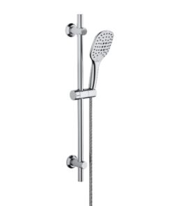JOHO Edelstahl Duschstange 70 cm Chrom, für Badezimmer, mit Schlauch und Halterung - 3 Strahl Handbrause und Duschkopfha