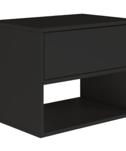 Selsey Schwebender Nachttisch Schwarz Push-to-Open SkandinavischMinimalistisch